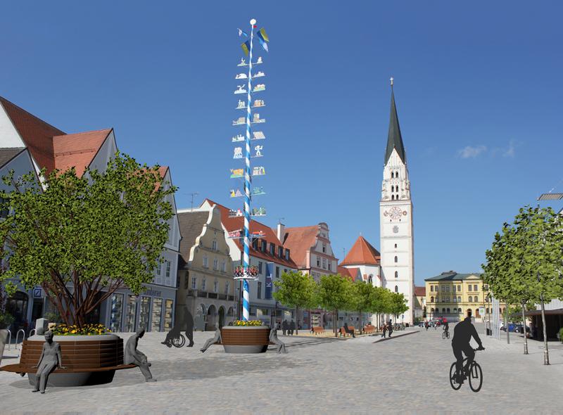 Visualisierung: So könnte der verkehrsberuhigte Obere Hauptplatz aussehen.