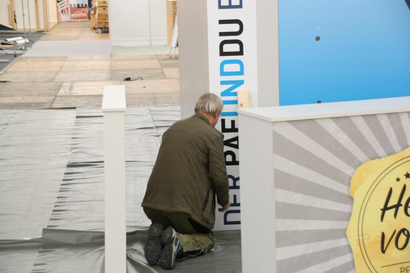 Die Aufbauarbeiten für die Messe GUTLEBEN.GUTWOHNEN.2018, die am Freitag beginnt, sind im vollen Gang.