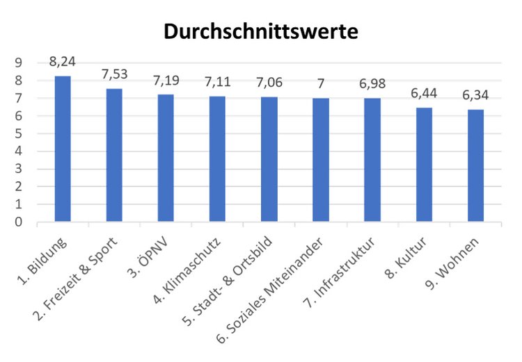 Blaues Balkendiagramm zur Priorität von Investitionen in verschiedenen Bereiche.