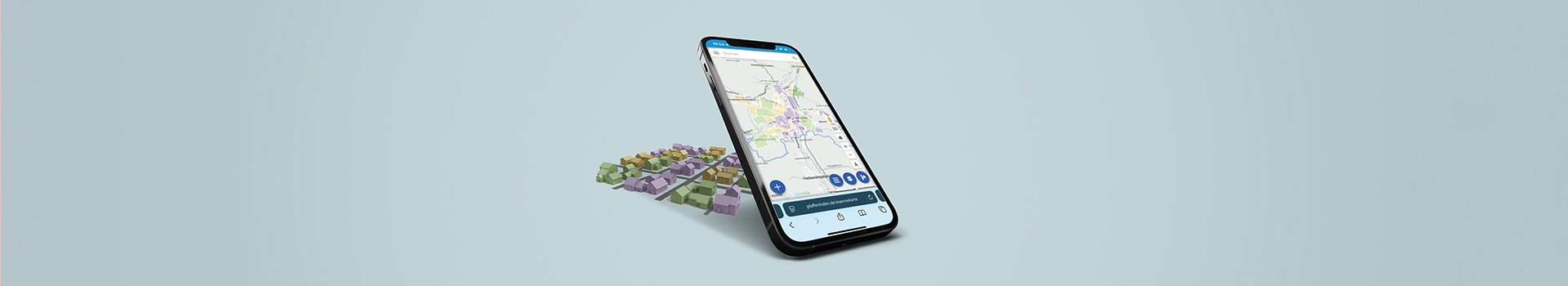 Handy scannt verschieden farbige Häuser