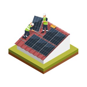 Eine Grafik zeigt ein Haus mit Photovoltaik auf dem Dach